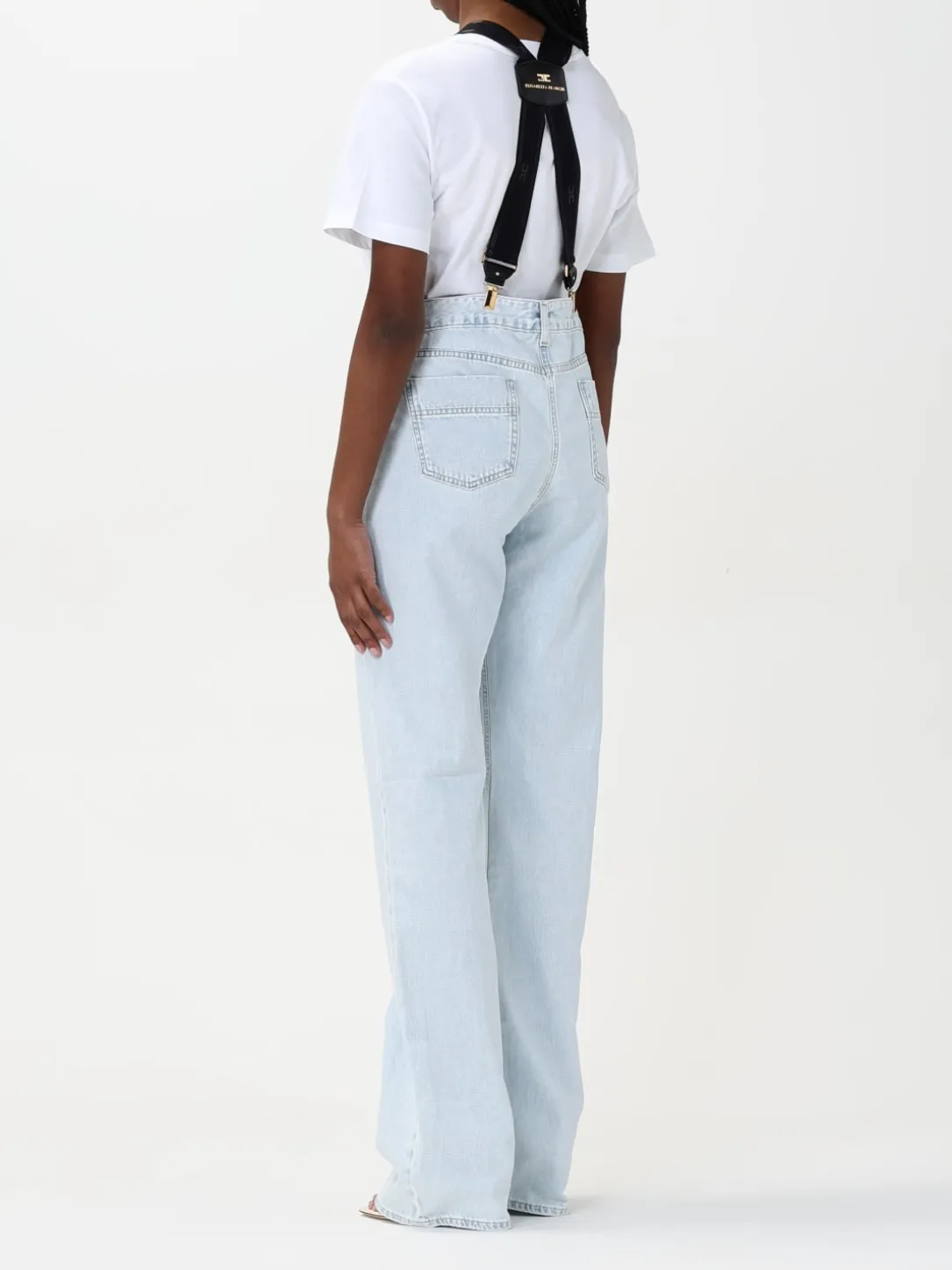 Jeans Elisabetta Franchi in denim con bretelle