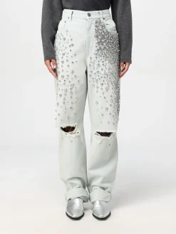 Jeans Golden Goose in denim distressed con strass