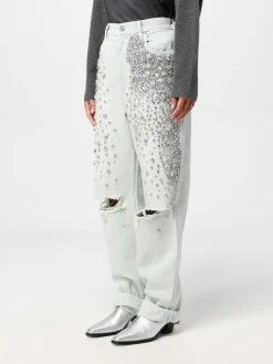 Jeans Golden Goose in denim distressed con strass