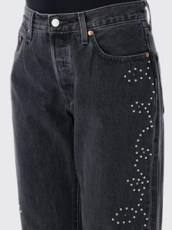 Jeans Levi's in denim di cotone con strass