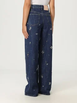 Jeans Self-Portrait in denim con strass applicati