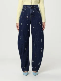 Jeans Self-Portrait in denim con strass