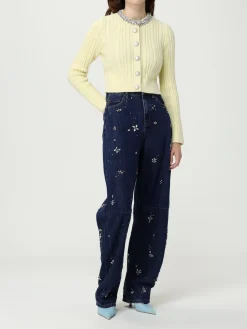 Jeans Self-Portrait in denim con strass