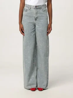 Jeans Self-Portrait in denim con fiocchi di strass