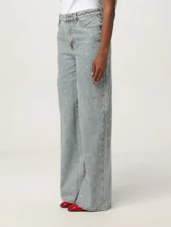 Jeans Self-Portrait in denim con fiocchi di strass