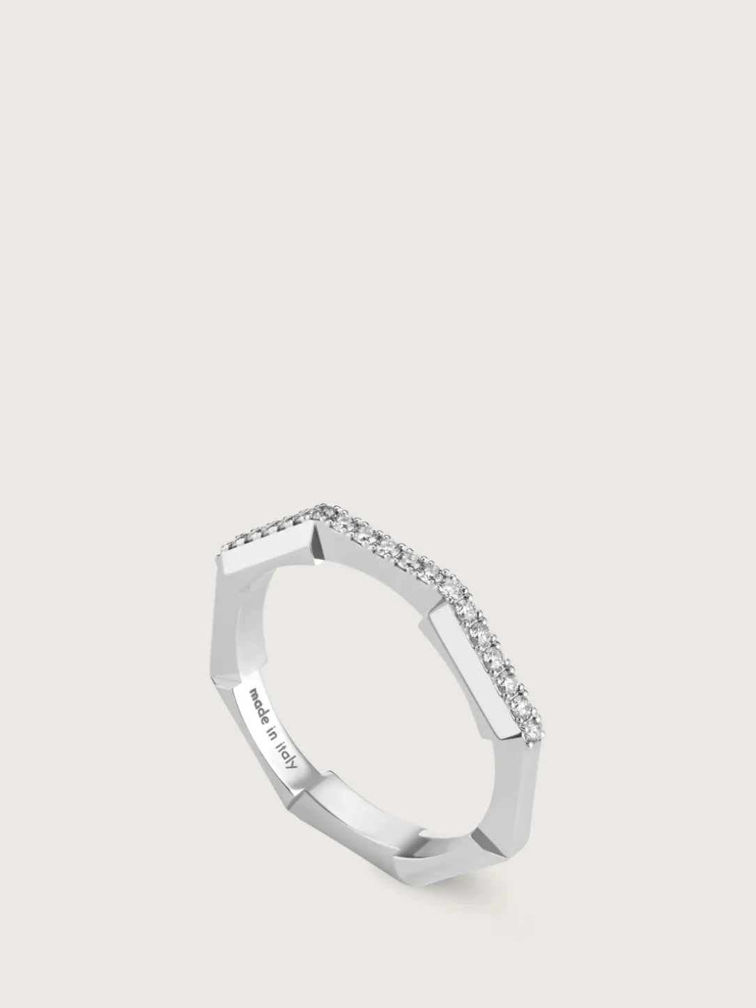 L2l demi-pave' anello fascia 18kt e diamanti