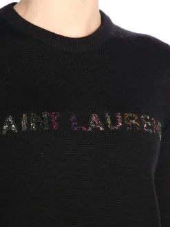 Maglia a girocollo basic con logo Saint Laurent gioiello