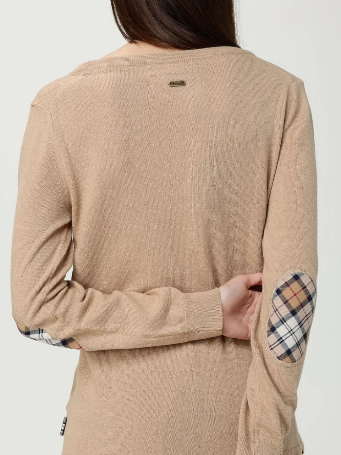 Maglia a girocollo con toppa check Barbour