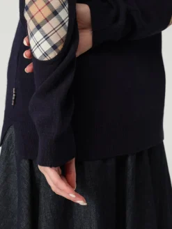 Maglia a girocollo con toppa check Barbour