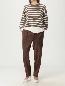 Maglia a girocollo in cashmere a righe Brunello Cucinelli