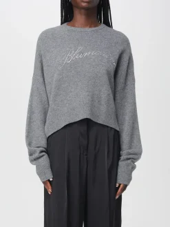 Maglia a girocollo in lana con logo di strass Blumarine