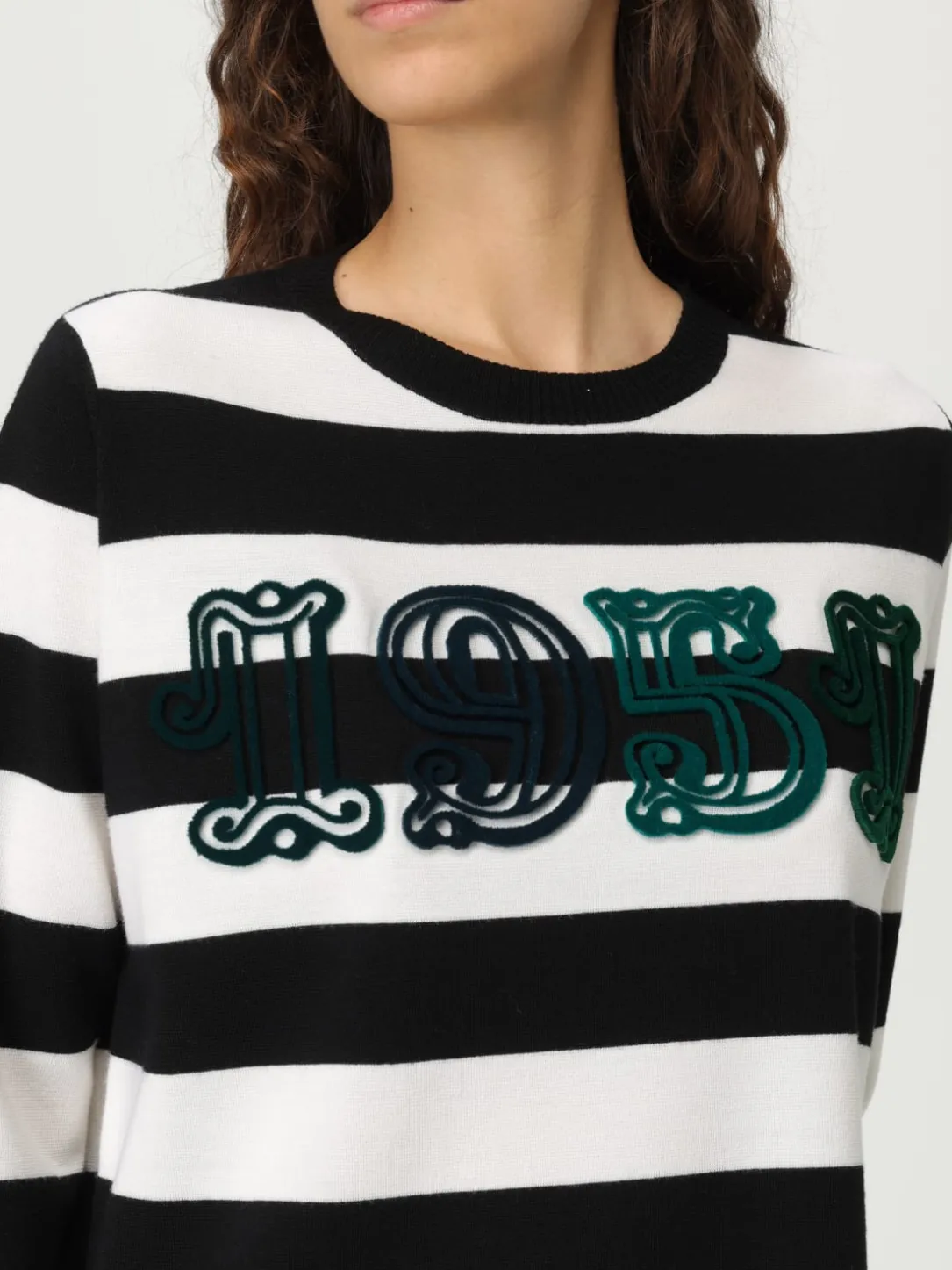 Maglia a girocollo in lana vergine a righe 1951 Max Mara