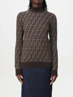 Maglia a lupetto in cotone FF Fendi