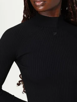 Maglia a lupetto in misto viscosa a coste stretch Courrèges