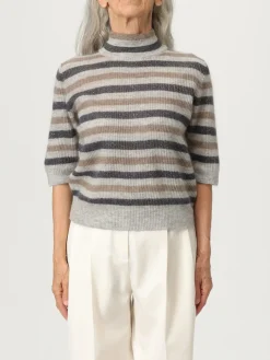 Maglia a lupetto in misto lana a righe Brunello Cucinelli