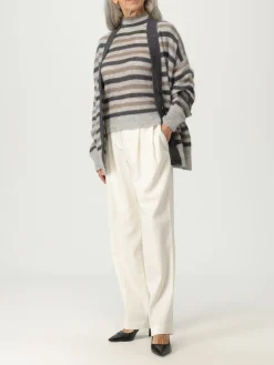 Maglia a lupetto in misto lana a righe Brunello Cucinelli