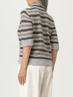 Maglia a lupetto in misto lana a righe Brunello Cucinelli