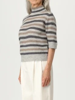 Maglia a lupetto in misto lana a righe Brunello Cucinelli