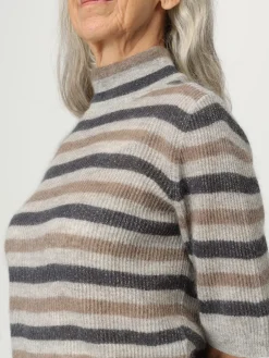 Maglia a lupetto in misto lana a righe Brunello Cucinelli