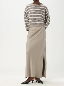 Maglia a righe traforata Brunello Cucinelli in misto lino