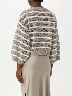Maglia a righe traforata Brunello Cucinelli in misto lino