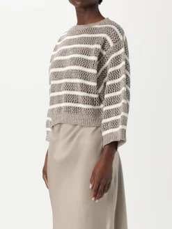 Maglia a righe traforata Brunello Cucinelli in misto lino