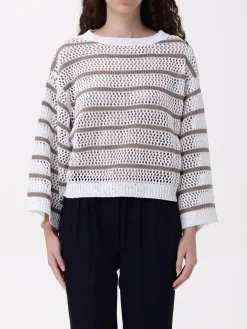 Maglia a righe traforata Brunello Cucinelli in misto lino