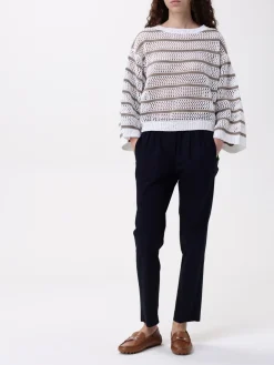 Maglia a righe traforata Brunello Cucinelli in misto lino