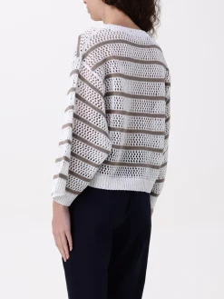 Maglia a righe traforata Brunello Cucinelli in misto lino