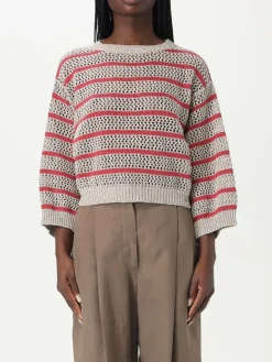 Maglia a righe traforata Brunello Cucinelli in misto lino