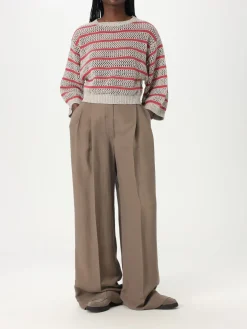 Maglia a righe traforata Brunello Cucinelli in misto lino