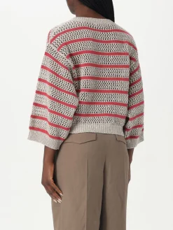 Maglia a righe traforata Brunello Cucinelli in misto lino
