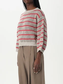 Maglia a righe traforata Brunello Cucinelli in misto lino