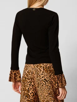 Maglia a v con polsi animalier Twinset