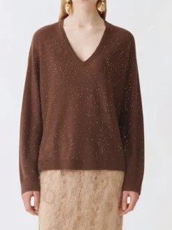 Maglia a v in lana con paillettes Fabiana Filippi