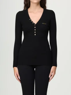 Maglia a v in misto seta con logo Elisabetta Franchi