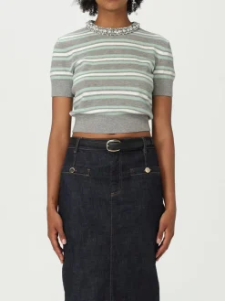 Maglia crop in misto lana a righe Self-Portrait