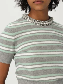 Maglia crop in misto lana a righe Self-Portrait