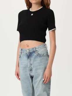 Maglia crop in misto viscosa con mini logo Amiri