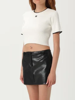 Maglia crop in misto viscosa con mini logo Amiri