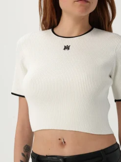 Maglia crop in misto viscosa con mini logo Amiri