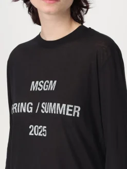 Maglia in cotone con stampa logo MSGM