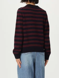 Maglia in lana a righe con logo Ganni