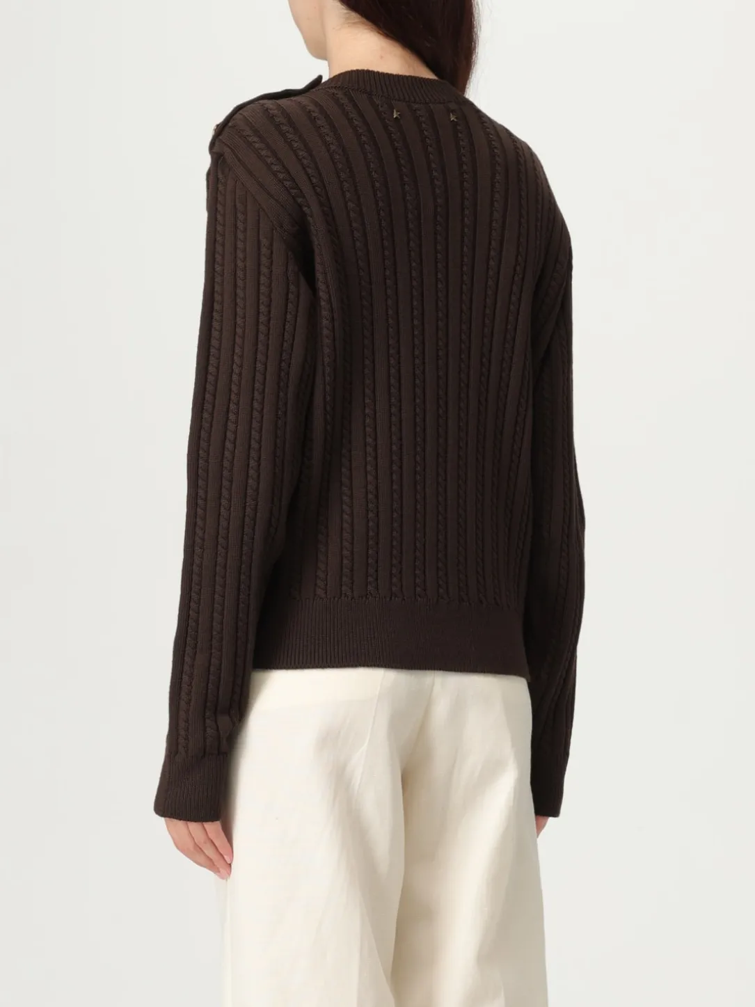 Maglia in lana vergine a coste con bottoni Golden Goose