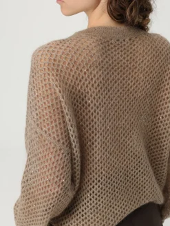 Maglia in lana vergine e cashmere a rete Brunello Cucinelli