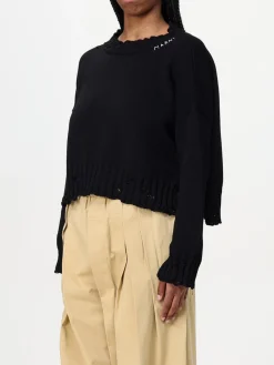 Maglione crop di cotone Marni con rotture