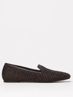 Mocassino Brunello Cucinelli in rafia e nappa con monile