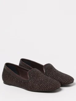 Mocassino Brunello Cucinelli in rafia e nappa con monile