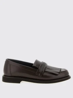 Mocassino Brunello Cucinelli in pelle spazzolata con monile