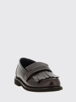 Mocassino Brunello Cucinelli in pelle spazzolata con monile